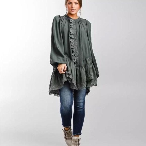 Free People Tops - Free People Jeanette lace Victorian Ruffles tunic Top Dress